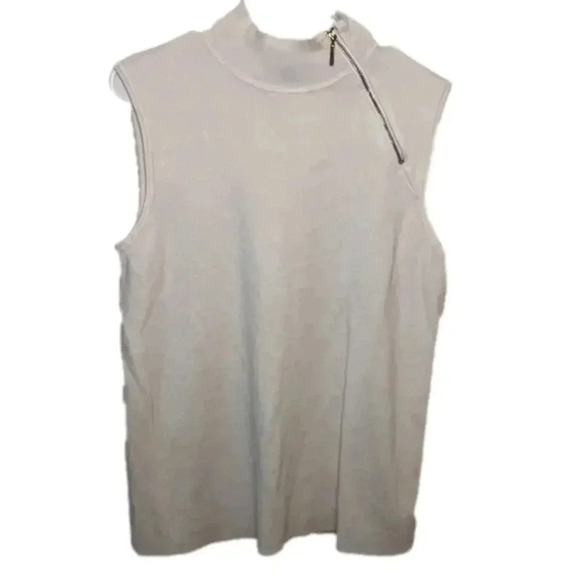 Cable & Gauge White Sleevless Sweater Womens Size L Turtleneck Zip - Picture 1 of 5
